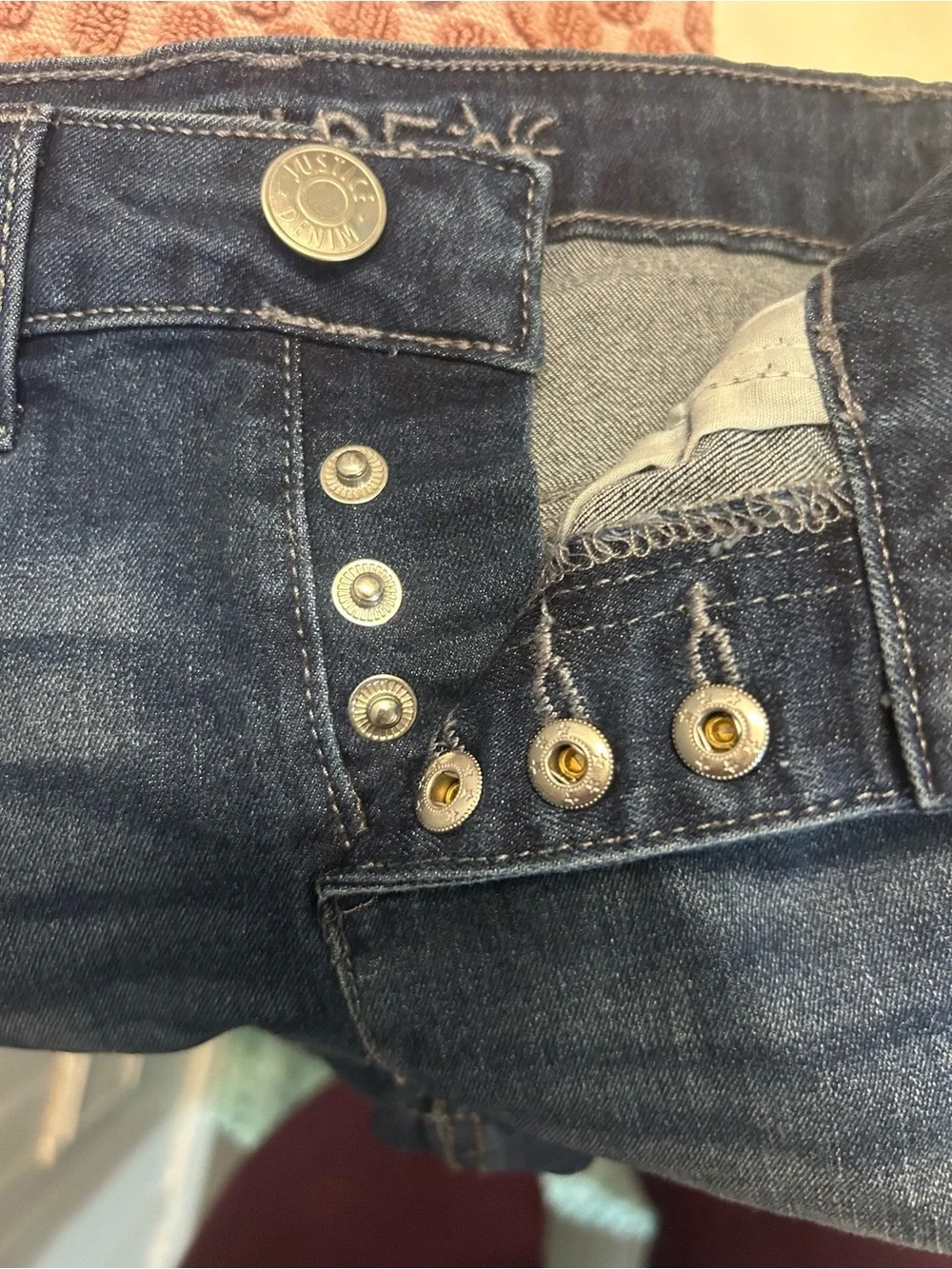 Justice Dark Wash Distressed Denim Shorts - Blue size 10 kids
